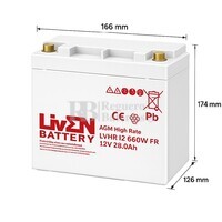Bater�a 12 Voltios 28 Amperios LVHR12-660W | Liven Battery